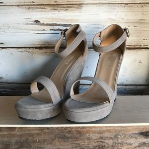Grey wedge heels